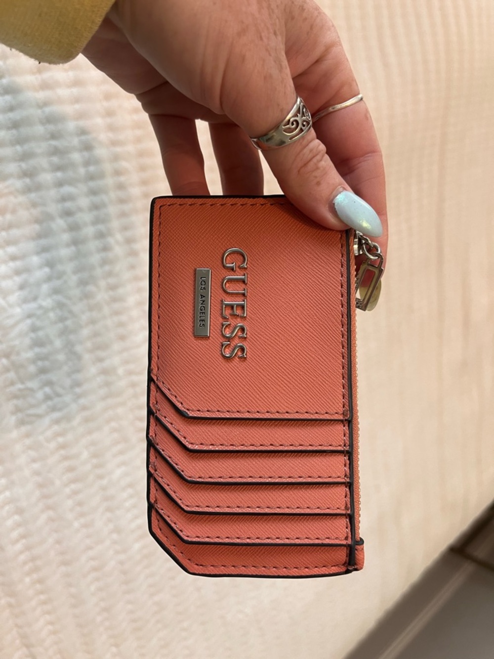 GUESS Coral Card Case with Zip Charm